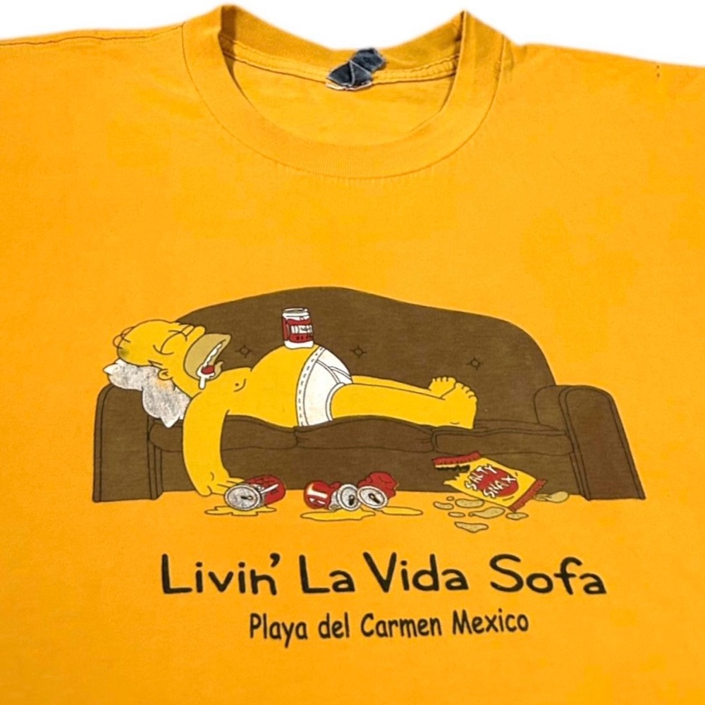 Vintage 90s Homer Simpson Livin La Vida Sofa The Simpsons TV Show Promo T Shirt